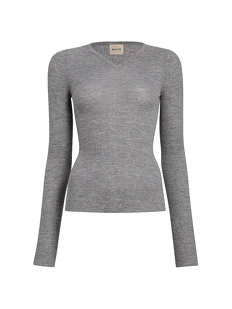Tania Ribbed Wool V-Neck Top