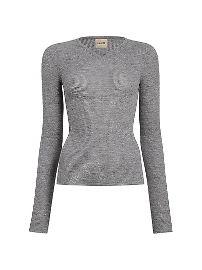 Tania Ribbed Wool V-Neck Top