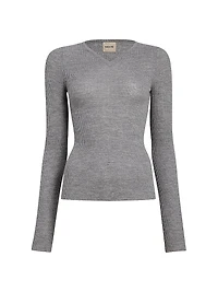 Tania Ribbed Wool V-Neck Top