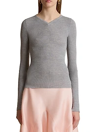 Tania Ribbed Wool V-Neck Top