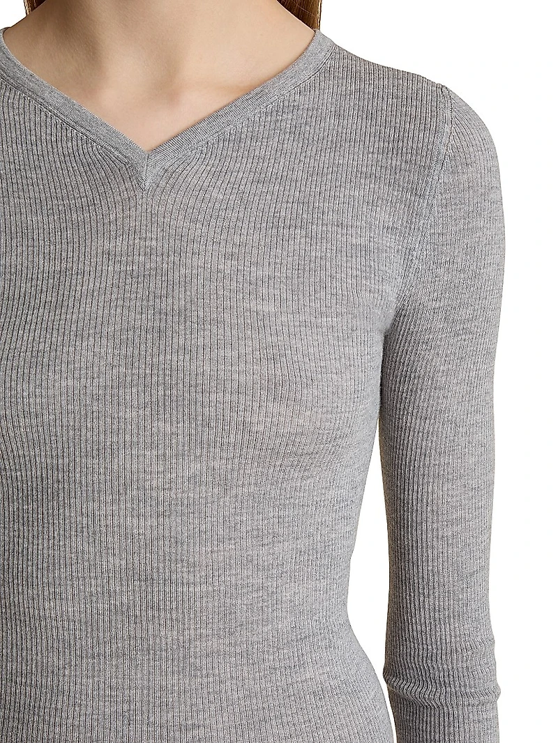 Tania Ribbed Wool V-Neck Top