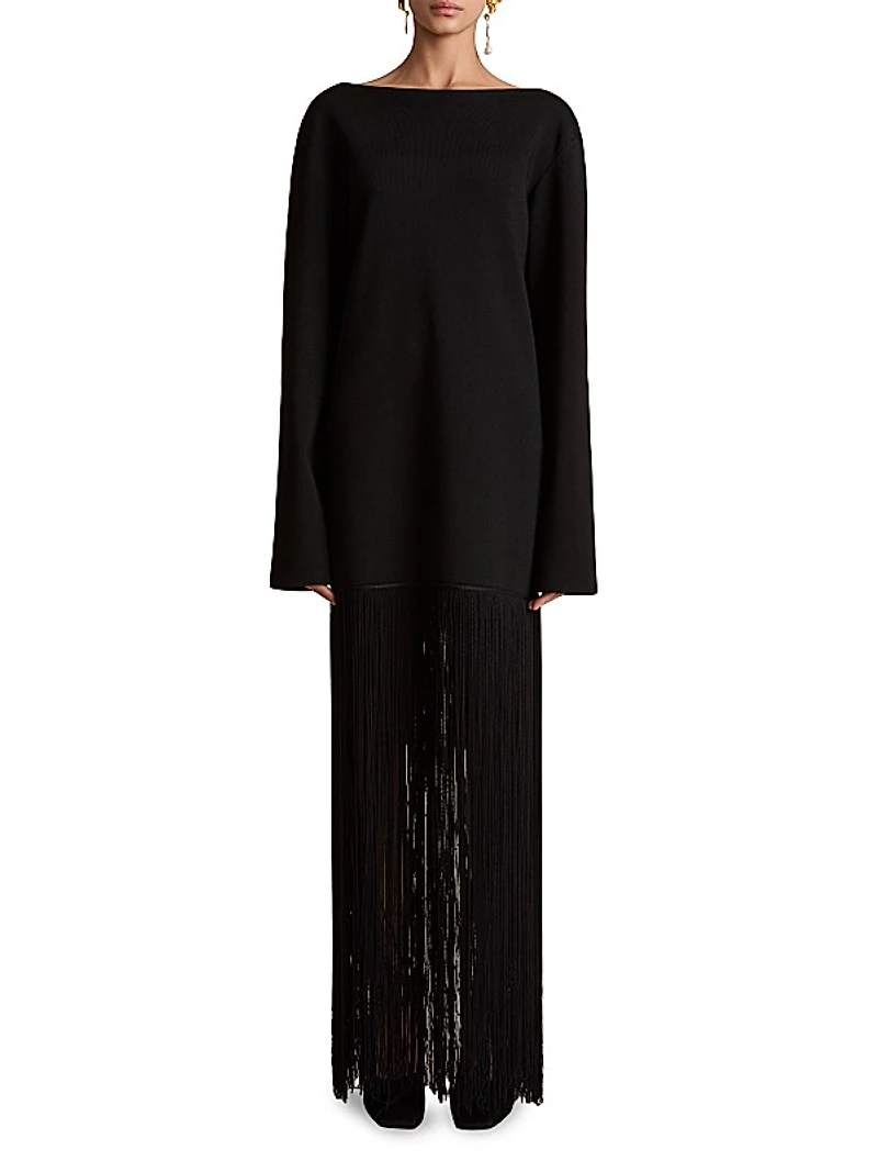 Paley Fringed-Hem Maxi Dress