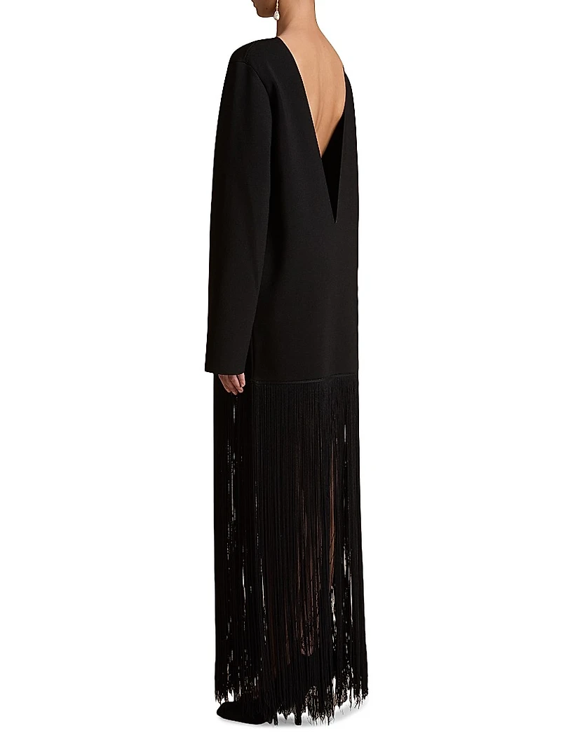 Paley Fringed-Hem Maxi Dress