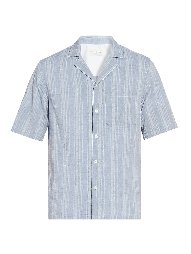 Luis Striped Chambray Camp Shirt