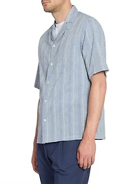 Luis Striped Chambray Camp Shirt