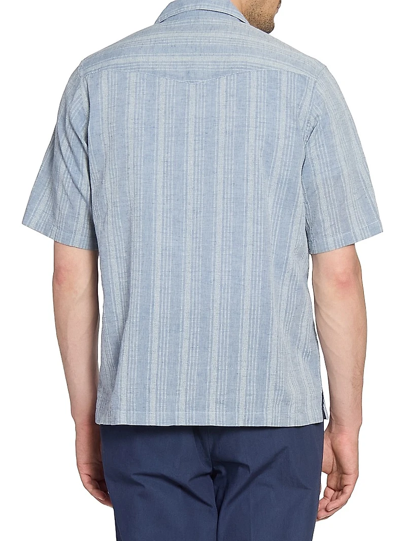 Luis Striped Chambray Camp Shirt
