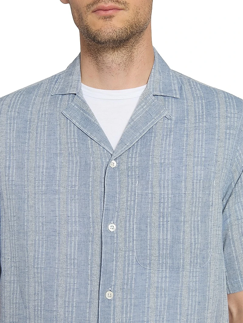 Luis Striped Chambray Camp Shirt