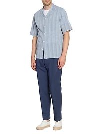 Luis Striped Chambray Camp Shirt