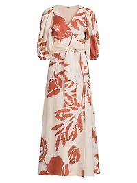 Ermita Linen Wrap Midi-Dress