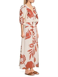 Ermita Linen Wrap Midi-Dress