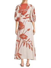 Ermita Linen Wrap Midi-Dress