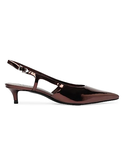 Boris 50MM Mirrored Kitten-Heel Pumps