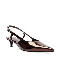 Boris 50MM Mirrored Kitten-Heel Pumps