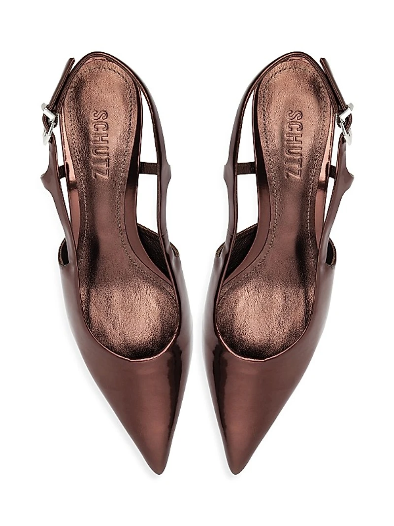 Boris 50MM Mirrored Kitten-Heel Pumps