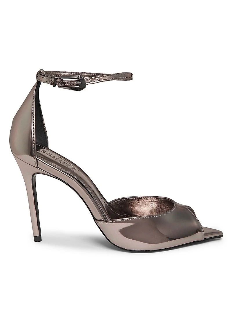 Lena 100MM Spechio Leather Stiletto Sandals