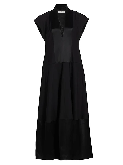 Stretch-Wool Bubble Maxi Dress