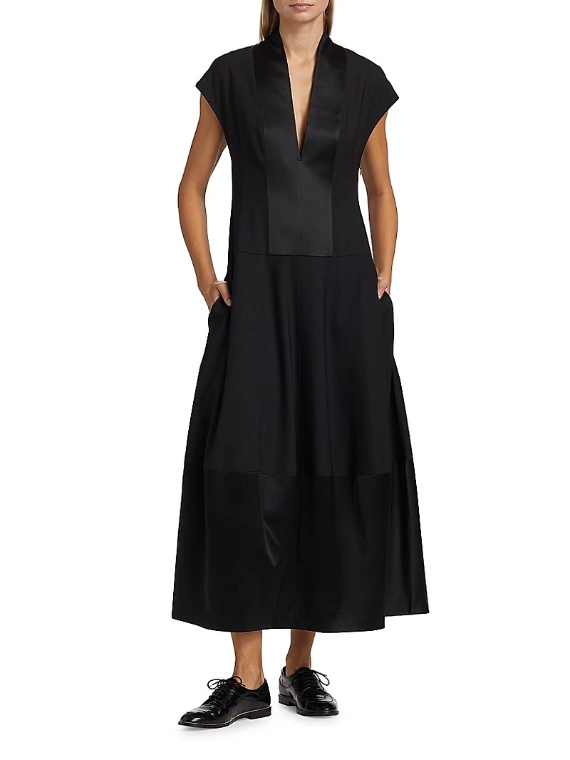 Stretch-Wool Bubble Maxi Dress