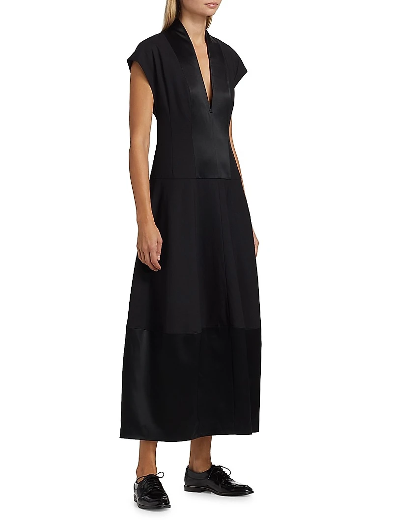 Stretch-Wool Bubble Maxi Dress
