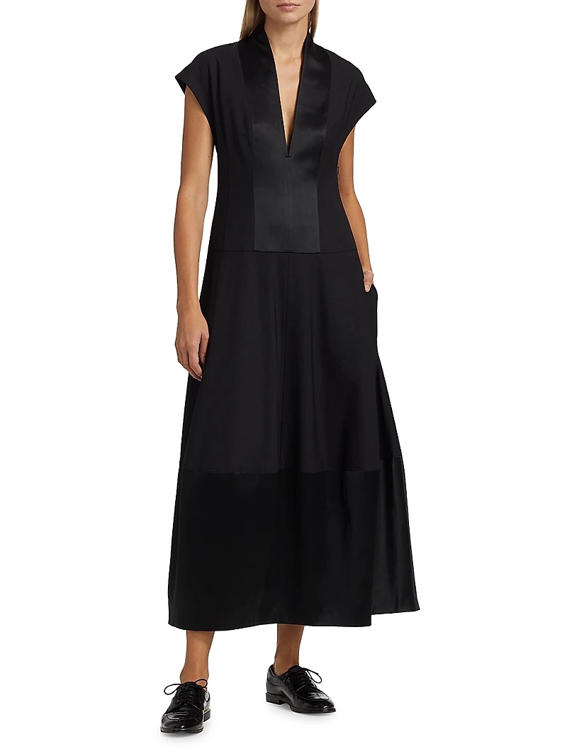 Stretch-Wool Bubble Maxi Dress