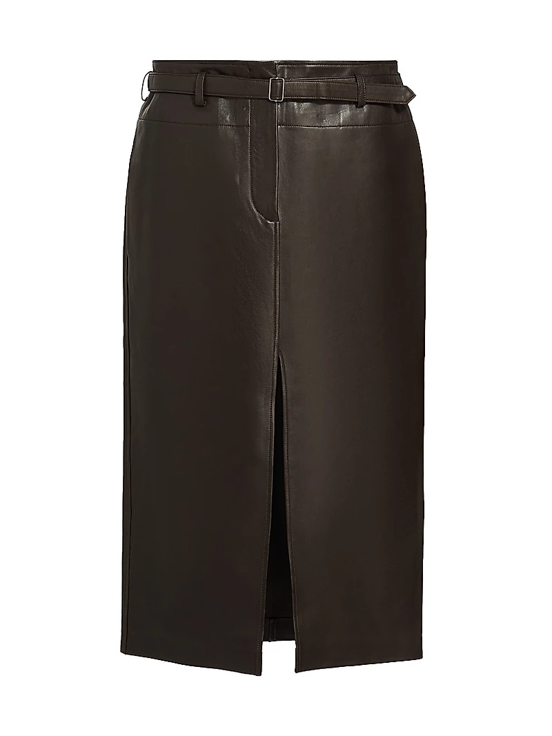 Leather Belted Pencil Skirt