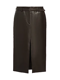 Leather Belted Pencil Skirt