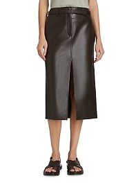 Leather Belted Pencil Skirt