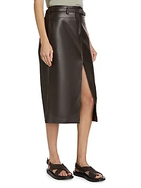 Leather Belted Pencil Skirt