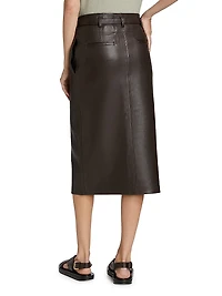 Leather Belted Pencil Skirt