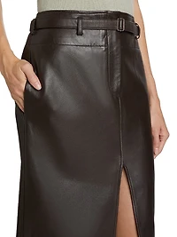 Leather Belted Pencil Skirt