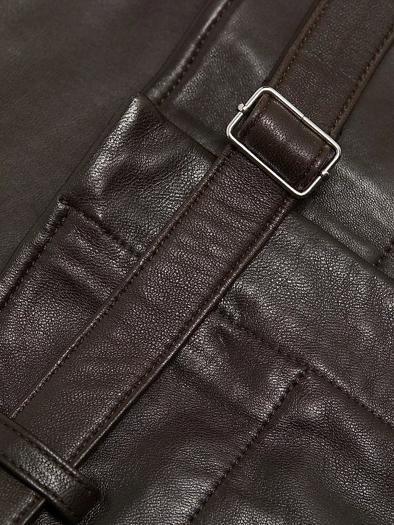 Leather Belted Pencil Skirt