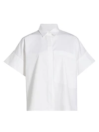 Boxy Cotton Poplin Button-Front Shirt