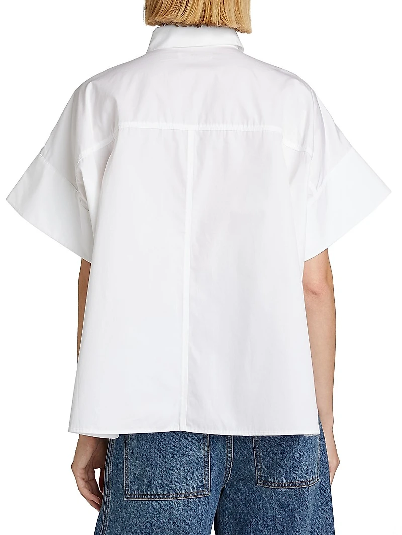 Boxy Cotton Poplin Button-Front Shirt