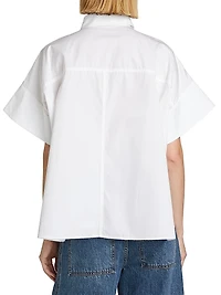Boxy Cotton Poplin Button-Front Shirt