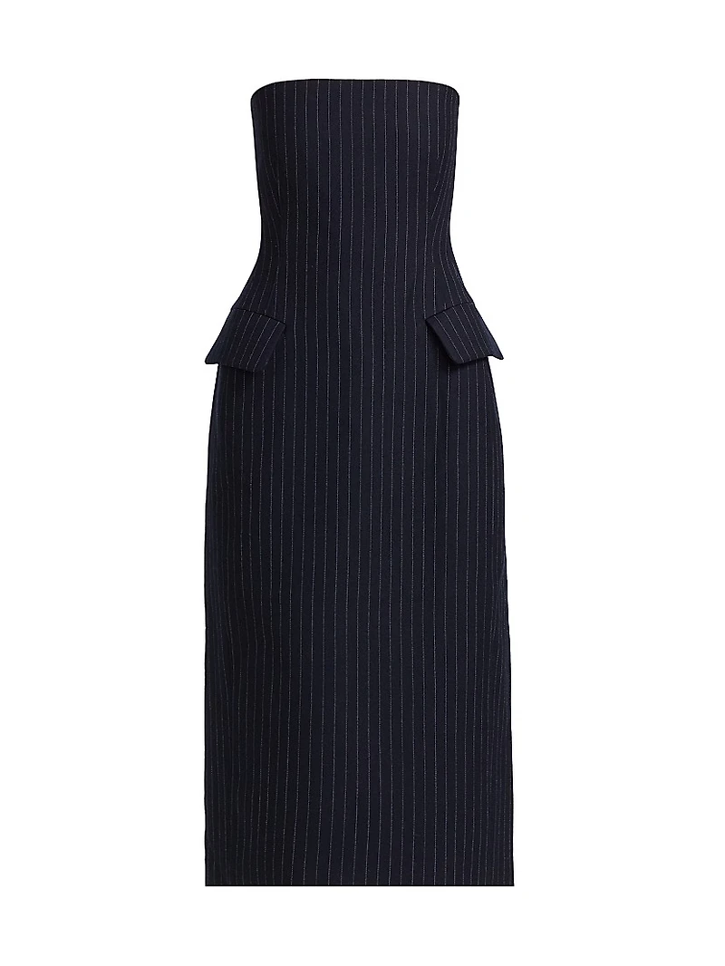 Pinstriped Tailored Bustier Dress