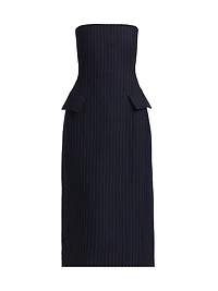 Pinstriped Tailored Bustier Dress