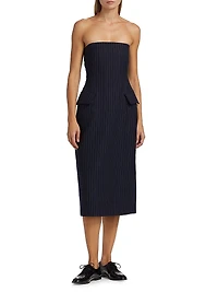 Pinstriped Tailored Bustier Dress