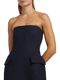 Pinstriped Tailored Bustier Dress