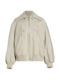 Gathered Cotton Bomber Jacket