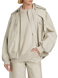 Gathered Cotton Bomber Jacket