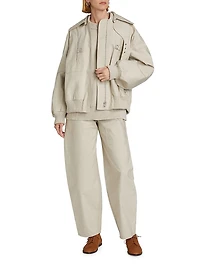 Gathered Cotton Bomber Jacket