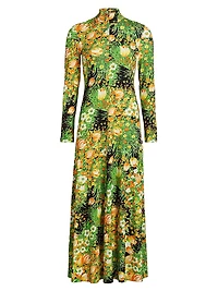Garden Florals Turtleneck Maxi-Dress