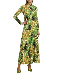 Garden Florals Turtleneck Maxi-Dress