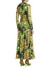 Garden Florals Turtleneck Maxi-Dress