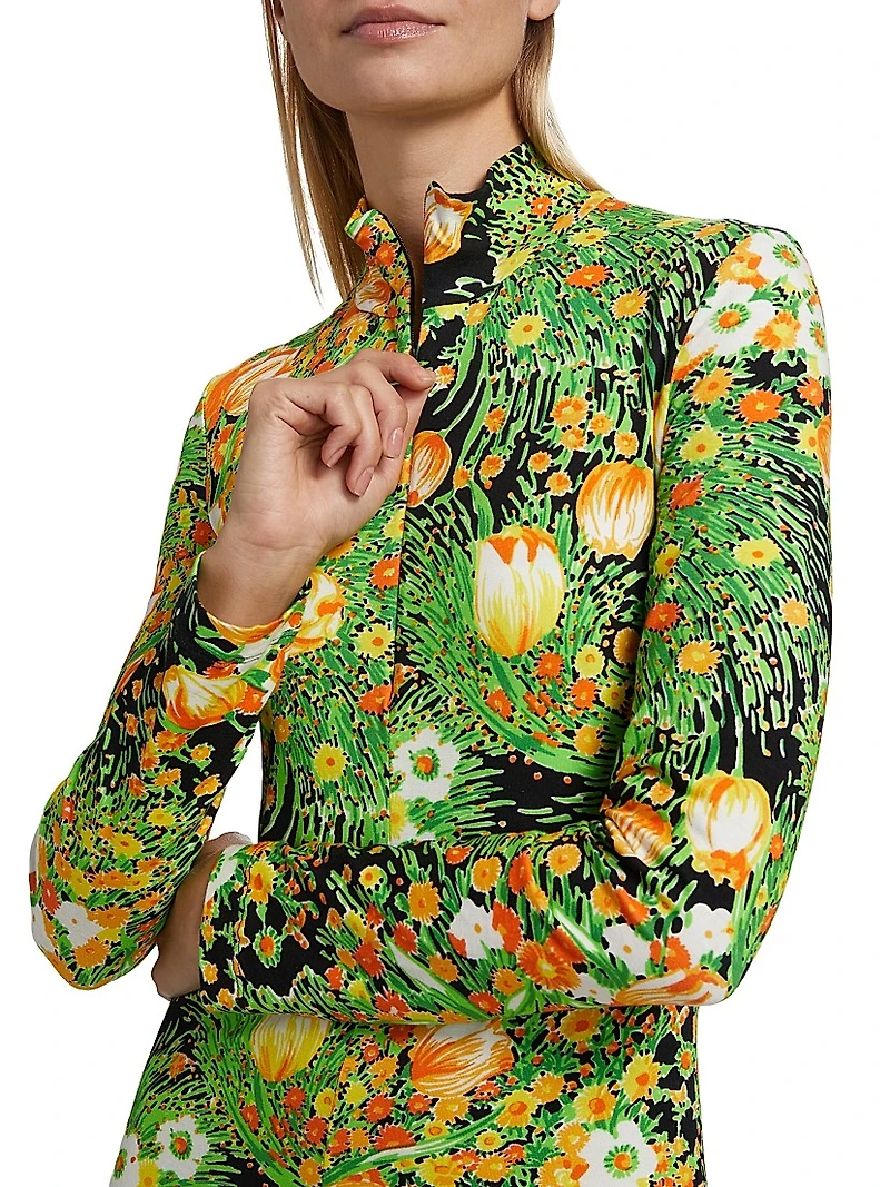 Garden Florals Turtleneck Maxi-Dress