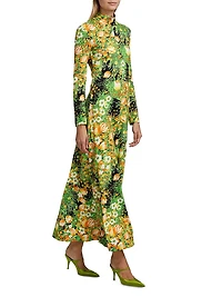 Garden Florals Turtleneck Maxi-Dress