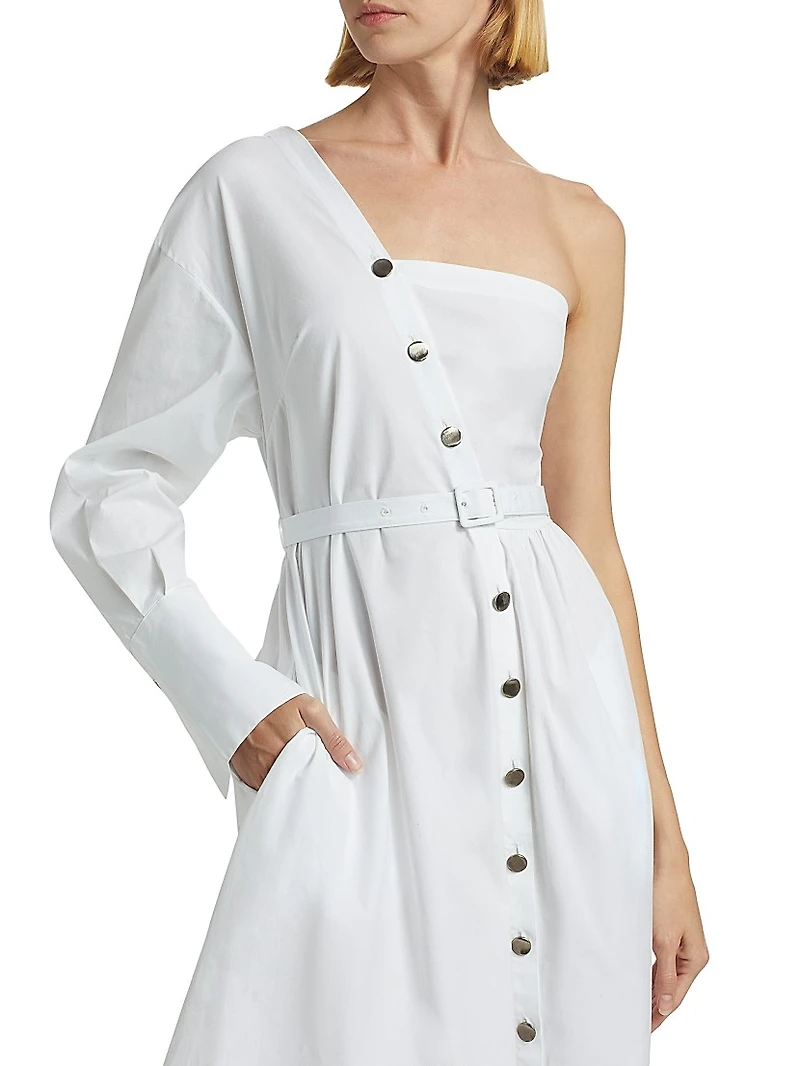 Asymmetric One-Shoulder Shirtdress
