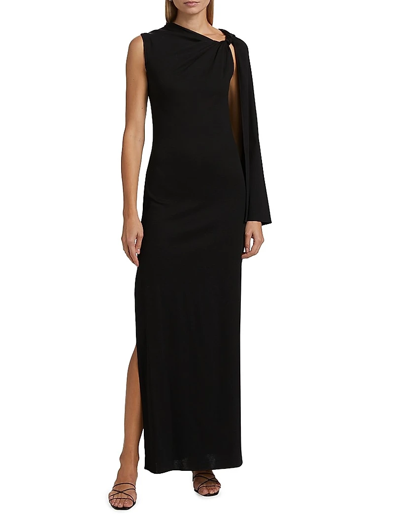 Twist Cape Cotton Maxi Dress