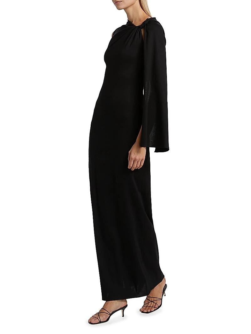 Twist Cape Cotton Maxi Dress