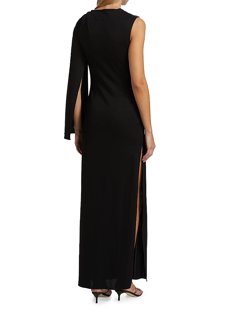 Twist Cape Cotton Maxi Dress