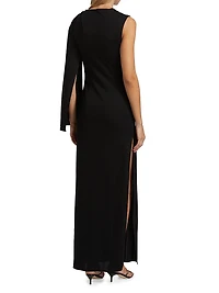 Twist Cape Cotton Maxi Dress